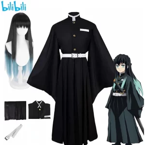 anime demon slayers kimetsu no yaiba tokitou muichirou cosplay costumes kisatsutai uniform wig halloween party costume
