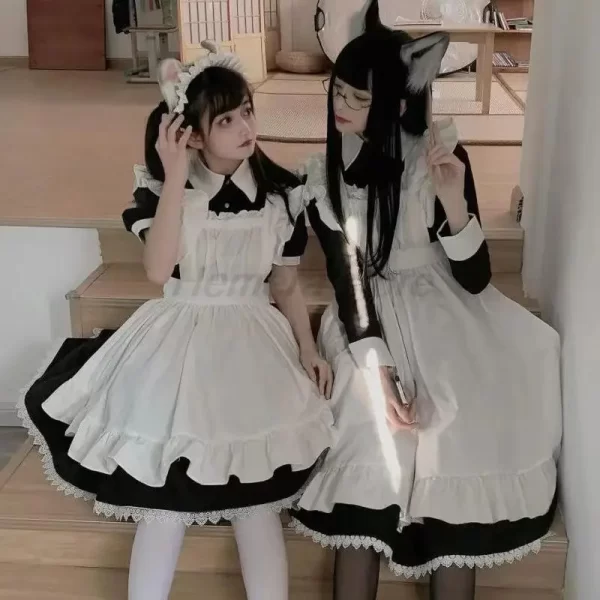 women's classic lolita maid dress vintage inspired women's outfits cosplay anime girl black long sleeve dress s 3xl