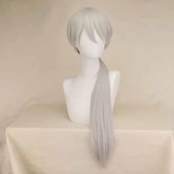 anime chainsaw man quanxi cosplay silver long wig eyes patch halloween party role play heat resistant fiber hair