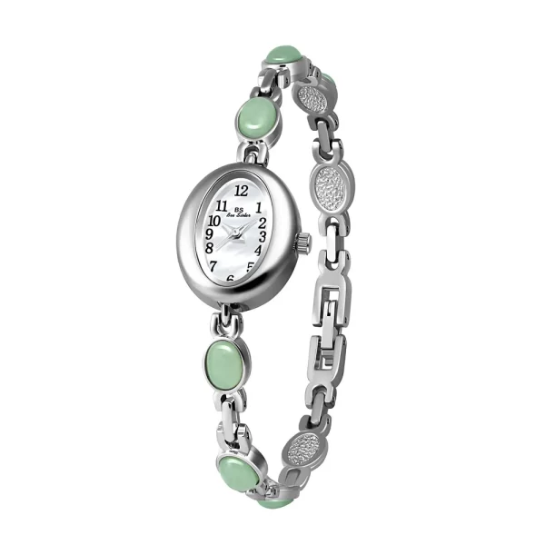 luxury women's small dial watch fashion elegant green jade bracelet ladies dress quartz watch daily party wear wristwatch clock