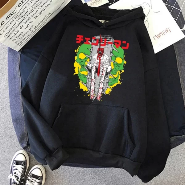 chainsaw man anime women hoodies plus size sweatshirt harajuku female long sleeve pullover casual streetwear clothes tops