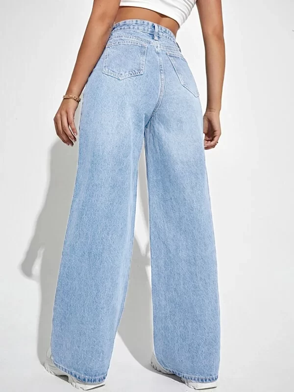 2024 new women's wear european and american loose denim wide leg pants slimming high waist all match jeans for women