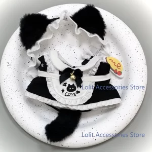 anime 10cm cotton plush doll clothes cat maid cute cartoon maid outfit doll dress up clothes plushies skirt petticoats garments