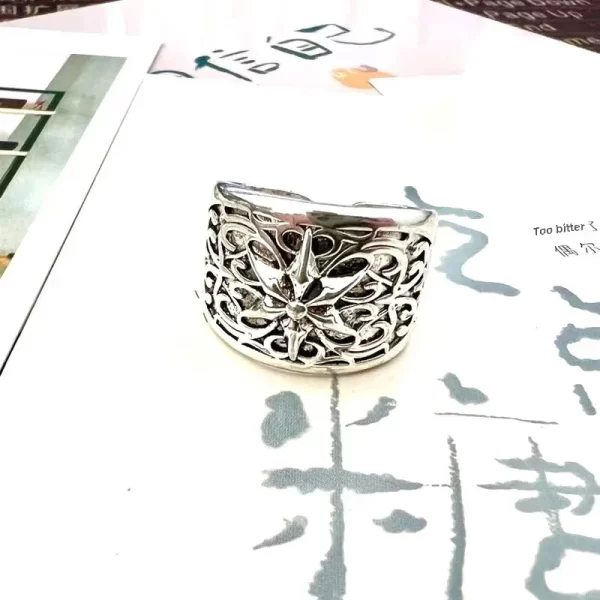 new fashionable simple cross carved ring 925 sterling silver european style men's ring uniquevintage texture ring for men