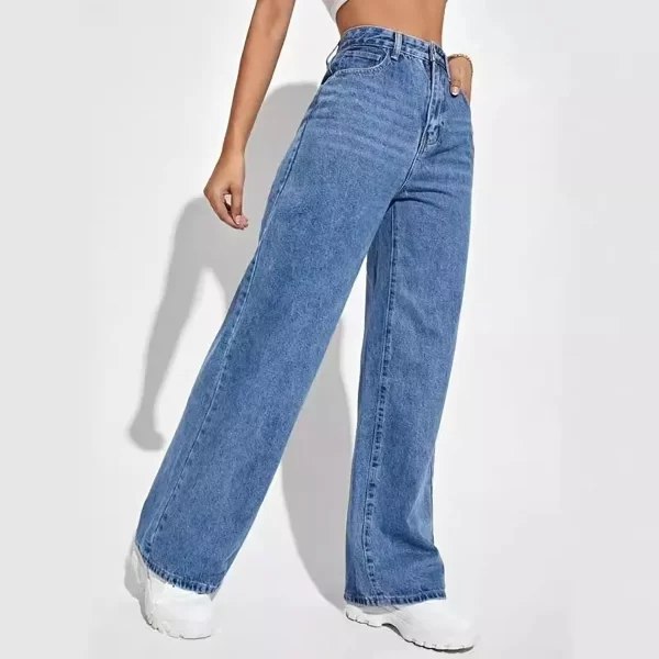 fashion retro blue jeans women y2k high street baggy straight pants high waisted all in one slim pants
