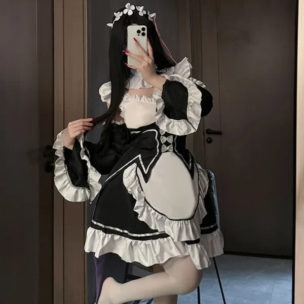 ram rem cosplay costume anime lolita maid uniform maid apron lolita dress life in a different world from zero costumes party set
