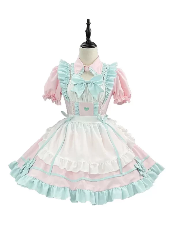 anime s 5xl sweet cute lolita maid dress cosplay costume pink blue girl woman maid dress party coffee shop costumes rainbow girl