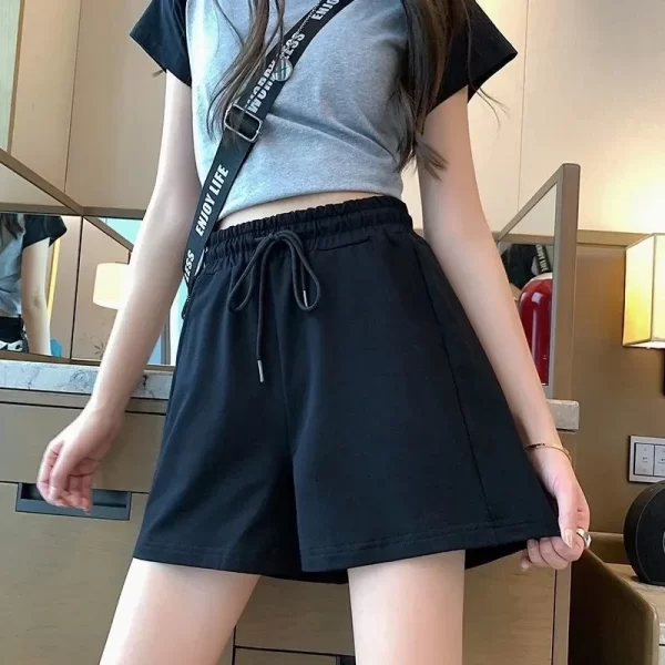 women's casual drawstring sports shorts summer slim fit high waist yoga a line shorts loose women's running straight shorts