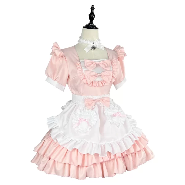 halloween party cosplay anime clothing lolita pink maid dress japanese sweet women dress role play costume