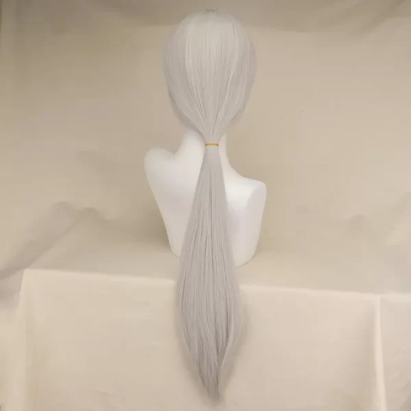 anime chainsaw man quanxi cosplay silver long wig eyes patch halloween party role play heat resistant fiber hair