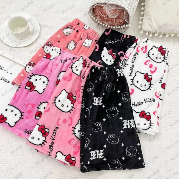 2025 summer new hello kitty printed women's pajama short pants anime loose shorts cartoon couple leisure home short trousers