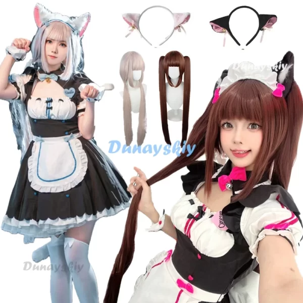vanilla cosplay costume in stock maid dress maid outfit nekopara chocola vanilla ova maid game uniform cat neko girl women