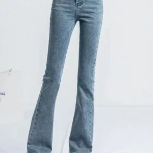 women korean flare jeans girls high waist elastic boot cut pants lady vintage blue black gray brown denim bell bottom trousers