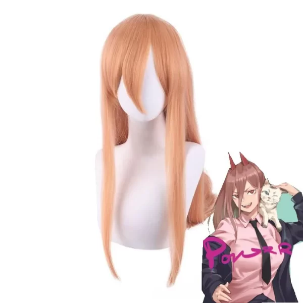 power cosplay wig anime chainsaw man makima long orange pink heat resistant synthetic hair party role play wigs