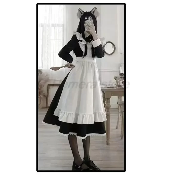 women's classic lolita maid dress vintage inspired women's outfits cosplay anime girl black long sleeve dress s 3xl