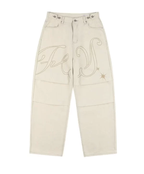 light colour trend dressing up korean style simple baggy angel printed jeans 2025 spring necessary solid retro straight pants