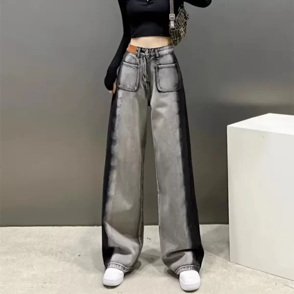 black high waisted straight leg wide leg jeans women's trendy slimming new arrival spring summer 2023 design sensibility grey