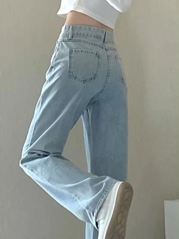 autumn spring jeans women denim pants vintage straight trousers fashion female white black solid loose casual wide leg pants