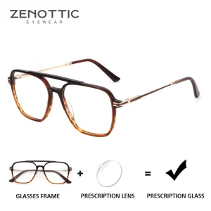 zenottic (m size)fashion aviator prescription glasses spring leg acetate optical eyeglasses for men anti blue light photochromic