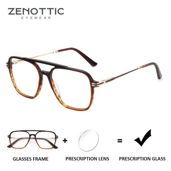 zenottic (m size)fashion aviator prescription glasses spring leg acetate optical eyeglasses for men anti blue light photochromic
