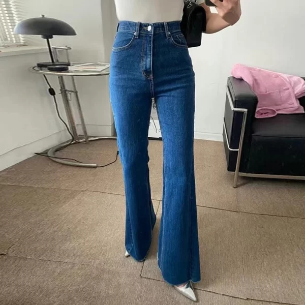 chic high waist straight leg micro flared jeans women's summer long pants versatile slimming tall bootcut denim skinnies