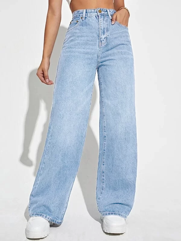 2024 new women's wear european and american loose denim wide leg pants slimming high waist all match jeans for women