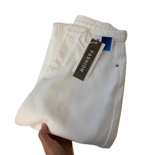 white straight leg jeans women's spring new slimming wide leg floor length thin american style high waist denim pants