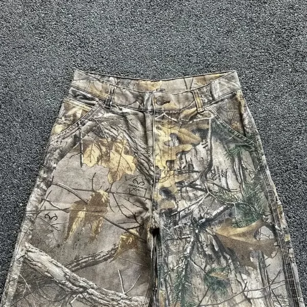 washed camouflage pants american style branches vintage wide leg loose straight jeans summer cross border 2025 khatar