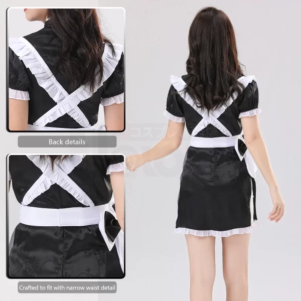holoun maid apron dress china costume cute cheongsam cafe uniform skirt black white red pink short sleeve halloween gift