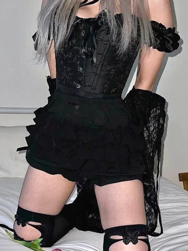 altgoth mall goth hotsweet shorts women aesthetic y2k e girl cute sweet fairycore grunge lace bow patchwork high waist shorts