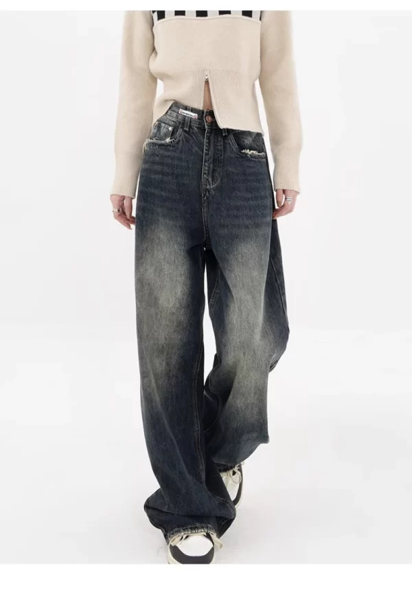 harajuku y2k loose jeans women's streetwear retro fashion high waisted pants high street loose wide leg denim pants women