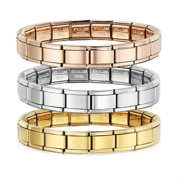 new women's jewelry diy 9mm width itanlian elastic charm bracelet fashion stainless steel fashion bangle