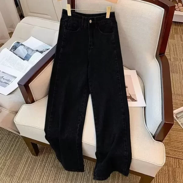 high waist straight leg jeans long trousers for women casual slimming loose drapey ankle length vintage denim pants