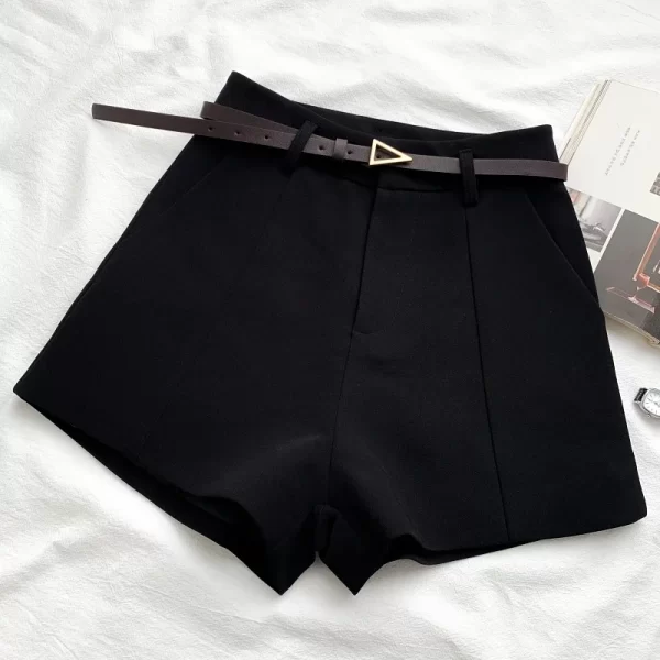 new casual shorts for women in spring 2025 korean version ins retro simple high waisted a line wide leg pants for outerwear