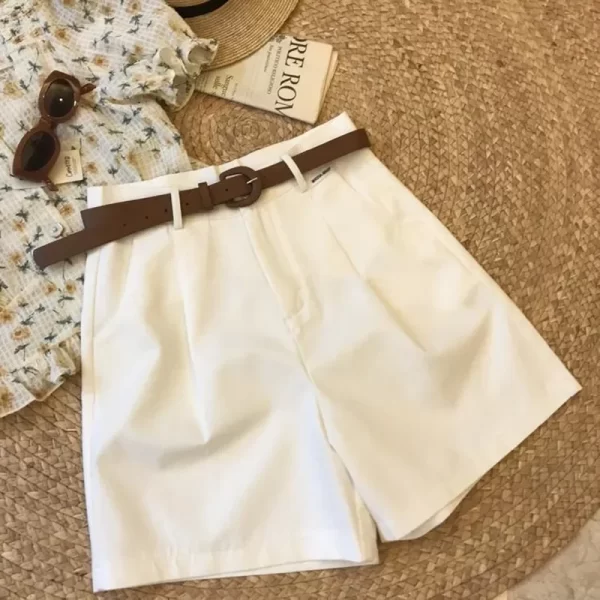 new wide leg shorts for women 2024 summer thin cotton a line short pants office lady classic loose casual zipper women‘s shorts