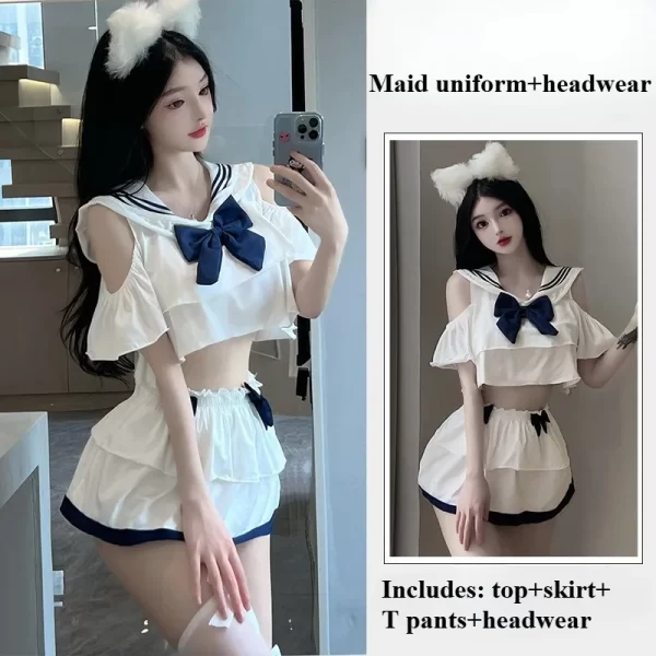 ladies' sexy lingerie sexy maid uniform hollow out hot no take off seductive suit bed hot flirting role playing uniform