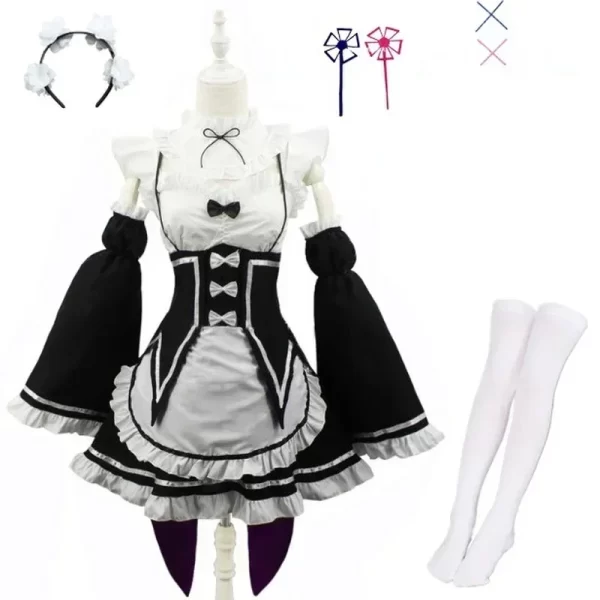 anime ram/rem lolita maid cosplay costumes vestido re:zero kara hajimeru isekai seikatsu halloween costumes for women loli dress