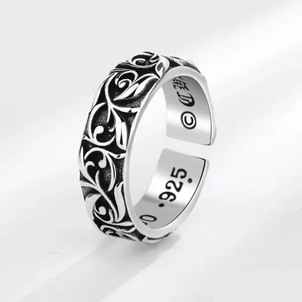 personality cross ring men and women couples fashion retro thai silver eternal vine ring