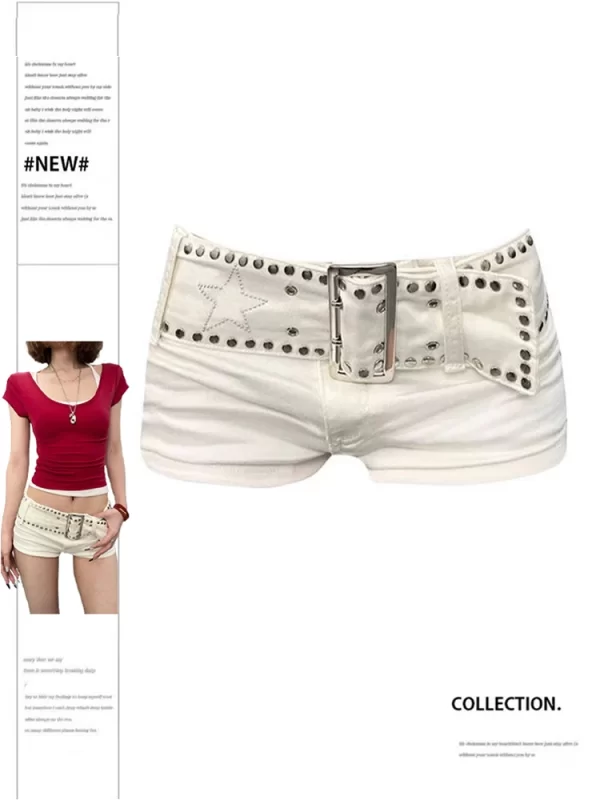 women's white denim shorts y2k jeans short pants harajuku aesthetic vintage low waist cowboy shorts 2000s trashy clothes summer
