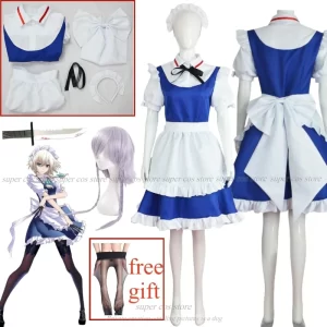 izayoi sakuya cosplay costume anime touhou project costume maid dress skirt touhou project anime dress costumes for women
