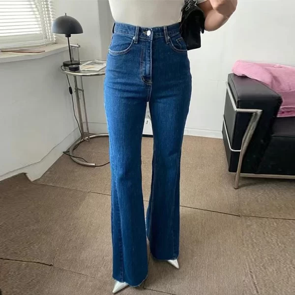 chic high waist straight leg micro flared jeans women's summer long pants versatile slimming tall bootcut denim skinnies