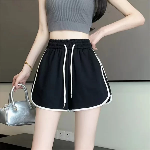 2025 women yoga shorts summer outer wear mid waist casual loose straight pants lady stylish thin breathable wide leg gym short