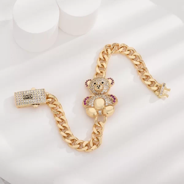 hip hop fashion jewelry cute bear 14k gold plated bracelet women's jewelry support wholesale free shipping items