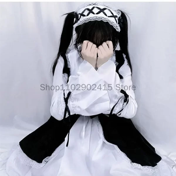 2023 halloween maid outfit lolita cosplay cute sexy erotic kawaii cafe costume black white men uniform apron dress cute bowknot