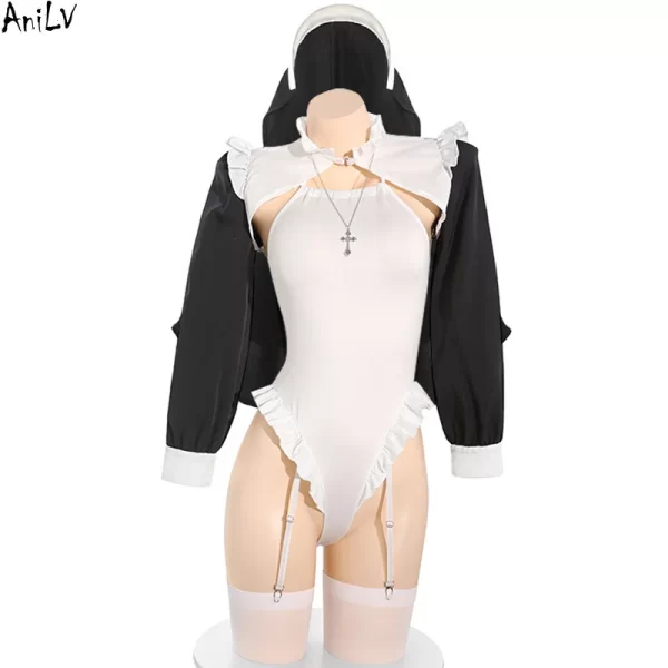 anilv anime game girl convent nun uniform women maid bodysuit outfits cosplay halloween costumes