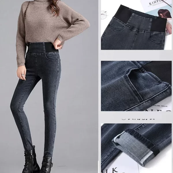 ptkpcc new elastic waist skinny jeans women spring slim stretch denim pants vintage pencil vaqueros mom pantalones de mujer