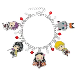 anime demon slayer figure bracelet kamado nezuko agatsuma zenitsu hashibira inosuke metal cartoon bangle for fans party gifts