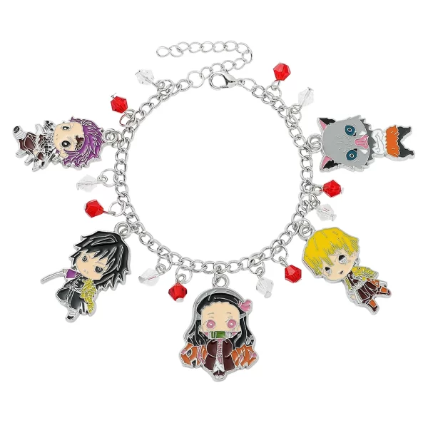 anime demon slayer figure bracelet kamado nezuko agatsuma zenitsu hashibira inosuke metal cartoon bangle for fans party gifts