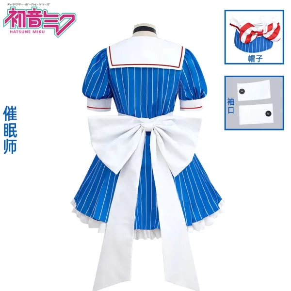 mikuu hypnotist cosplay costume wig mikuu kasane teto blue striped lolita maid dress halloween party suit for women girl