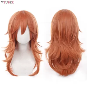 angel devil cosplay wig chainsaw man wigs angel devil cosplay 60cm orange brown heat resistant synthetic hair anime wigs +wigcap